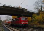 Mitzieher versuch Nachschuß RE4 auf der KBS 485 Ausfahrt Bhf Übach-Palenberg, am 15.11.2012 in Richtung Mönchengladbach.