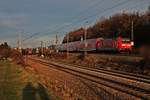 Nachschuss am 22.12.2015 auf 146 110-2  Baden Württemberg erfahren/Müllheim (Baden) , als sie ihren RE (Basel Bad Bf - Offenburg) beim Abzweig Leuterberg in Richtung Freiburg (Brsg) Hbf schob. Am linken Bild Rand wartete 145 013-9 mit einem leeren Fiatzug nach Alessandria aus Richtung Freiburg (Brsg) Rbf auf die Weiterfahrt nach Basel.