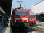 Am 15.04.2019 steht 114 035 vor der RB 19250 nach Stuttgart HBF.