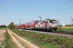 Am Nachmittag des 22.04.2020 fuhr 146 227-4  Bahnprojekt Stuttgart-Ulm  mit ihrem RE (Freiburg (Brsg) Hbf - Basel Bad Bf) südlich von Buggingen über die Rheintalbahn in Richtung