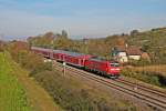 Einfahrt von 146 115 am 30.10.2014 in Müllheim (Baden) als RE (Basel Bad Bf - Offenburg).