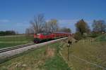 Am 9.4.2017 war 218 414 mit RE 57410 auf dem Weg von München nach Memmingen.