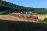 Am 31. Juli 2024 schob die 111 115 die RB 59090 von München HBF nach Nürnberg HBF. Regulär wird diese Leistung von einem Triebzug der Baureihe 445 erbracht. Bei Breitenfurt im Altmühltal dokumentierte ich diese Zugfahrt, da die Lok auch entgegen der Gepflogenheiten in südlicher Richtung stand. 