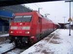101 086 mit RE4007 (Mnchen-Nrnberg-Express) in Ingolstadt Hbf, 14.2.09 (Gru an den Tf!)