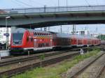 RE-Steuerwagen mit RE nach Nrnberg Hbf bei der Einfahrt in Regensburg Hbf, 9.05.2009