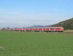 RB 59354 nach Saalfeld ist am 22. Februar 2012 bei Kronach unterwegs. Den Zug zieht 143 131-1.