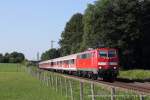 111 123-6 (DB) fhrt am 27. Juli 2012 um 17:45 Uhr mit der RB 79083 durch Grokarolinenfeld