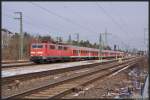 111 168-1 wird mit ihren  Flachpark  gleich den Bahnhof Nrnberg-Stein durchfahren.
Aufnahmedatum war der 11. Februar 2013