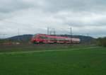 442 306 ist am 28. April 2013 als RE 4988 nach Jena Saalbahnhof bei Halach(b. Kronach) Richtung Saalfeld(Saale) unterwegs.