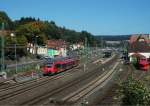 Ein 442er verlsst am 03.Oktober 2013 als RB nach Bamberg den Bahnhof Kronach.