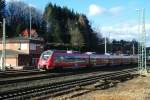 Eine 442er erreicht am 14.Februar 2014 als RB nach Bamberg den Bahnhof Kronach.
