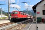 17.06.2014; 111 031 wartet in Reutte in Tirol auf ihre Abfahrt nach Garmisch-Partenkirchen.; -425 Ersatzzug-