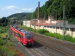 442 769-6 / 442 269-7 erreicht am 25. Juli 2014 als RE nach Jena Saalbahnhof den Bahnhof Kronach auf Gleis 1.

