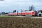 RE 4261 von Nürnberg Hbf nach München geschoben von einer unbekannten 111er bei Pölling, 03.03.2014 