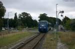 622 414-0 vlexx GmbH als RB51  ODEG  (RB 68858) von Brandenburg Hbf nach Rathenow, bei der Einfahrt in Premnitz Nord. 26.08.2014 (Fotostandpunkt war das Bahnsteigende gewesen in Premnitz Nord)