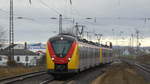 Am ersten Einsatztag der neuen HLB auf der RB75 Wiesbaden - Aschaffenburg erreichen diese beiden Triebwagen als RB75 nach Aschaffenburg den Bahnhof Babenhausen.