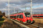 442 842 als RE 1 Ersatzzug(RE 13987)von Bad Kleinen nach Rostock Hbf bei der Einfahrt im Rostocker Hbf.13.01.2018,geplant war eigentlich während der Sperrung vom 08.01.2018-14.04.2018 mit 2x