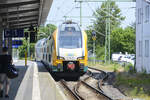 ET 445.113 (445 113-4) ODEG - Ostdeutsche Eisenbahn GmbH am Hauptbahnhof Schwerin.