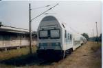 Eine im August 1998 noch verkehrende Doppelstockregionalbahn Bergen/Rgen-Binz legte auf der eingleisigen Strecke Lietzow-Binz in
Prora einen Kreuzungshalt ein.