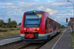 Der auf dem Bahnhof Torgelow stehende Triebwagen der BR 623 löst den in die Jahre gekommenen Triebwagen der BR 628 auf der Strecke Bützow-Ueckermünde ab.