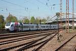 Nachschuss auf SÜWEX 429 121, als dieser am 12.04.2017 als RE1 (Mannheim Hbf - Koblenz Hbf) aus dem Dillinger Bahnhofes gen Trier fuhr.