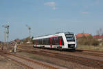 Abellio 1648 443 als RB nach Magdeburg bei der Ausfahrt aus dem Bahnhof Haldensleben. Fotografiert am 30.03.2019. 