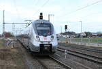 DB 1442 671 als RE 16115 von Magdeburg Hbf nach Leipzig Hbf, am 16.02.2024 in Rodleben. Vom Bahnsteig aus fotografiert.