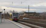 Burgenlandbahn 672 910 als RB 34869 von Nebra nach Naumburg (S) Ost, am 25.12.2013 in Naumburg (S) Hbf.