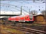 Ein Dosto-Zug fr 140km/h Hchstgeschwindigkeit war am 22.01.07 auf der RB51 Dessau Hbf-Falkenberg/Elster eingesetzt.