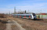 Abellio 9442 814 als RB 76215 von Eisenach nach Leipzig Hbf, am 07.03.2025 in Erfurt-Azmannsdorf.