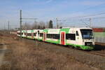 Der EB VT 313 (95 80 0650 256-0 D-EIB) war am 07.03.2025 in Erfurt-Azmannsdorf mit zwei weiteren 650ern als EB 80885 von Erfurt Hbf nach Gera Hbf unterwegs.