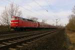 DB 219 084-1 mit dem RE 16601 von Heilbad Heiligenstadt nach Erfurt Hbf, bei Erfurt Bischleben; 29.11.2009