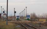 Zugkreuzung im Bf Khnhausen am 17.02.2012.