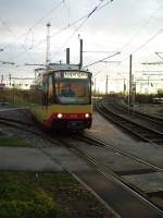 Ein AVG Stadtbahn am Albtalbahnhof in Karlsruhe am 15.01.11