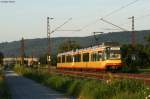 TW 8** und 854 im goldenen Abendlicht auf dem Weg von Baden-Baden nach Menzingen. In Krze wird das Duo seinen nchsten Halt Malsch erreichen. Aufgenommen am 23.07.2012.