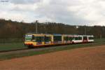 AVG ETW 893  KVV Quattro  und 848  Regio Bistro  verkehrten am 10.03.2013 auf der S31. Aufgenommen bei Zeutern.