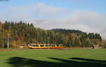 Tw *** und Tw 858 als S8 nach Tullastraße/Verkehrsbetriebe, Karlsruhe  bei Heselbach 15.10.17