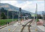 Mit der S41 das Murgtal hinunter -    In Heselbach wurde beim Ausbau für den Stadtbahnbetrieb eine Kreuzungsmöglichkeit geschaffen.