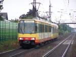 S-Bahntriebwagen 822 fuhr als Linie S32 nach Menzingen. Aufgenommen bei der Einfahrt in den Bahnhof Malsch. 
Malsch, 7.August 2007