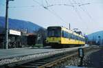 AVG Albtalbahn Bf. Ettlingen 24-03-1982 mit S-DT 8.1 der SSB Nr. 3001+3002 MAN,AEG,Siemens 1981; als Prototypen zu Testfahrten auf der Albtalbahn;