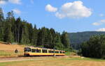 AVG 914 und AVG 900 als S 85142 (Tullastraße Verkehrsbetriebe - Freudenstadt Hbf) bei Schönegrund 24.7.22