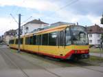 Zweisystem-Stadtbahn des Karlsruher Verkehrs Verbundes (KVV), abgestellt beim Albtalbahnhof in Karlsruhe.