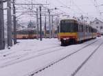 Schnee oh Mass im Hintergrund der Schneerumdienst der AVG (orangenes Auto), 20.02.2005