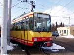 Stadtbahnwagen 575 in Hochstetten auf Gleis 11 abgestellt. 20.02.2005