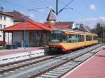 AVG Zweisystemwagen im Endbahnhof der Linie S31 Odenheim, Juli 2001