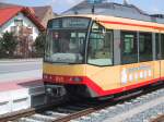 AVG Zweisystemwagen im Endbahnhof der Linie S31 Odenheim, Juli 2001