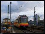 Zu Vorfhrzwecken stand der Karlsruher Tw 874 im Hauptbahnhof von Sinsheim (Elsenz) abgestellt.