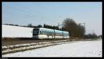 Saarbahnintermezzo bei der AVG. Wagen 1018 bei Helmsheim. Aufgenommen am 09.03.10.