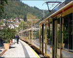 Stadtbahn im Schwarzwald -    Blick in die Endhaltestelle  Kurpark .