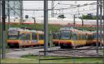 Ein Bild im Konflikt mit allerlei Masten und Pfosten - 

ie Abstellanlage der AVG beim Albtalbahnhof. 

23.04.2009 (M)